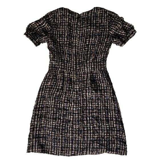 J Crew Abstract Plaid Print Short Sleeve Silk Blend Sheath Dress Size 00 - Picture 2 of 4